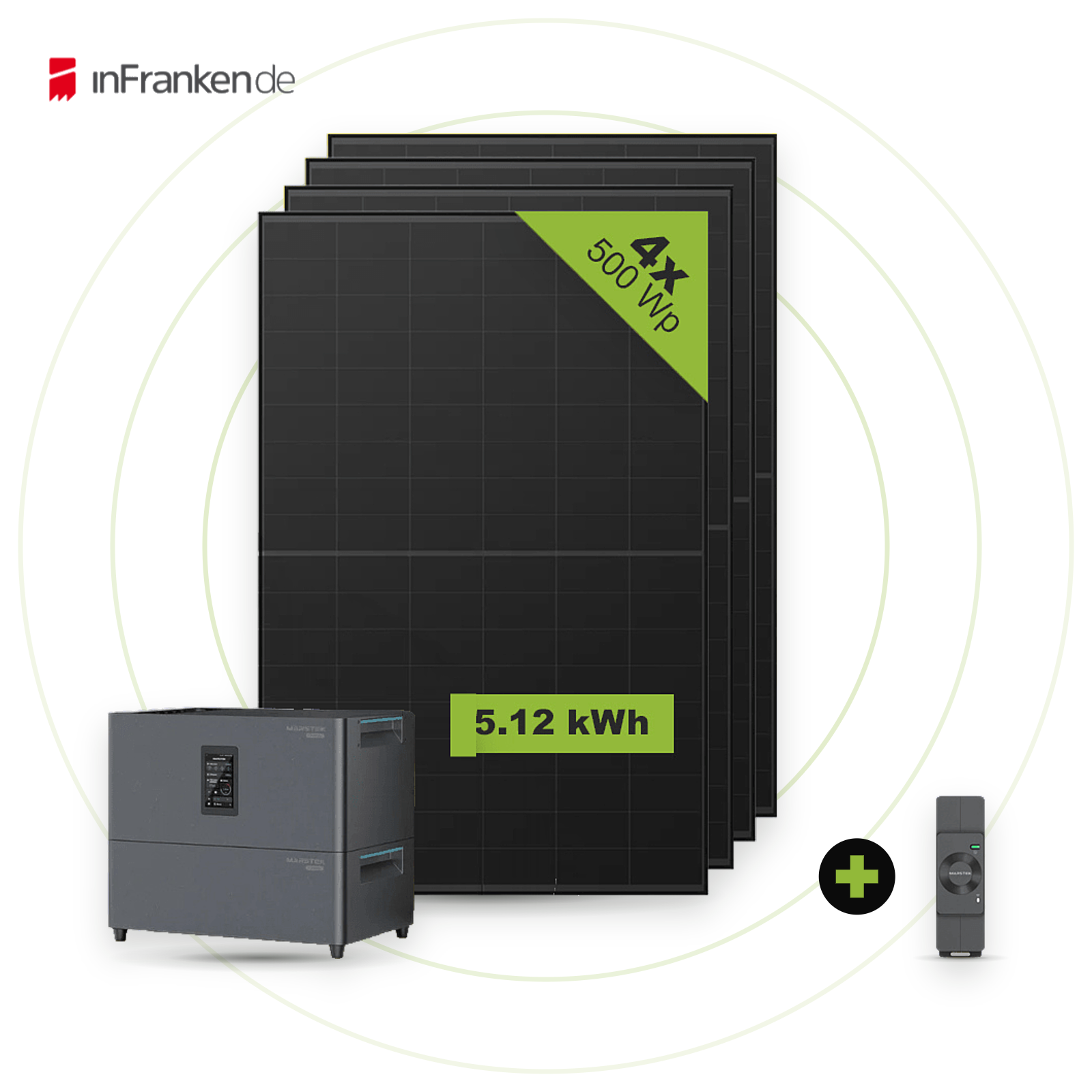Sicatron 2000W Balkonkraftwerk - 4x 500 Watt - Marstek Jupiter C plus & Erweiterungsbatterie 5,12 kwh InFranken Deal