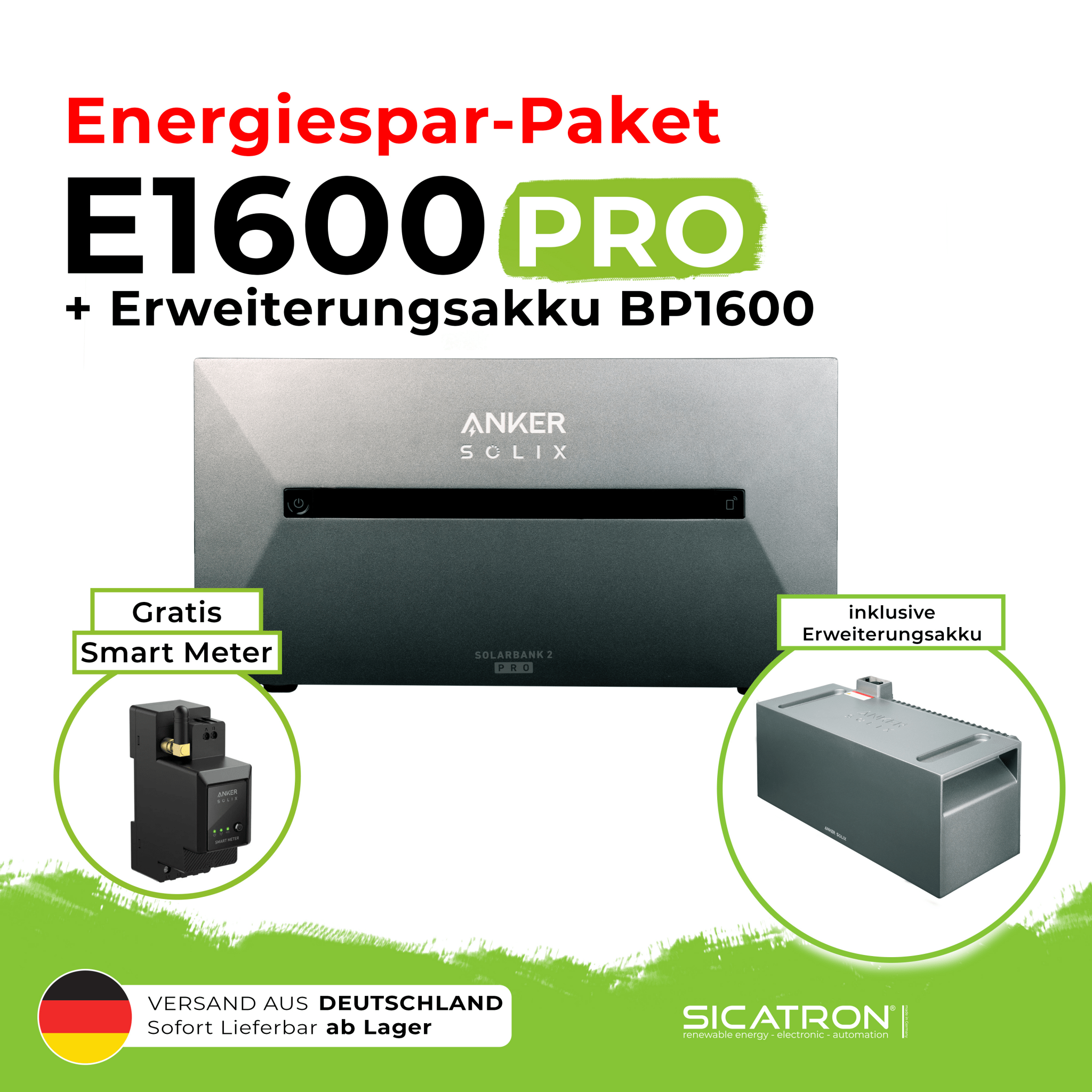 ANKER SOLIX PRO Solarbank 2 E1600 inkl. Erweiterungsakku BP1600 und Smart Meter