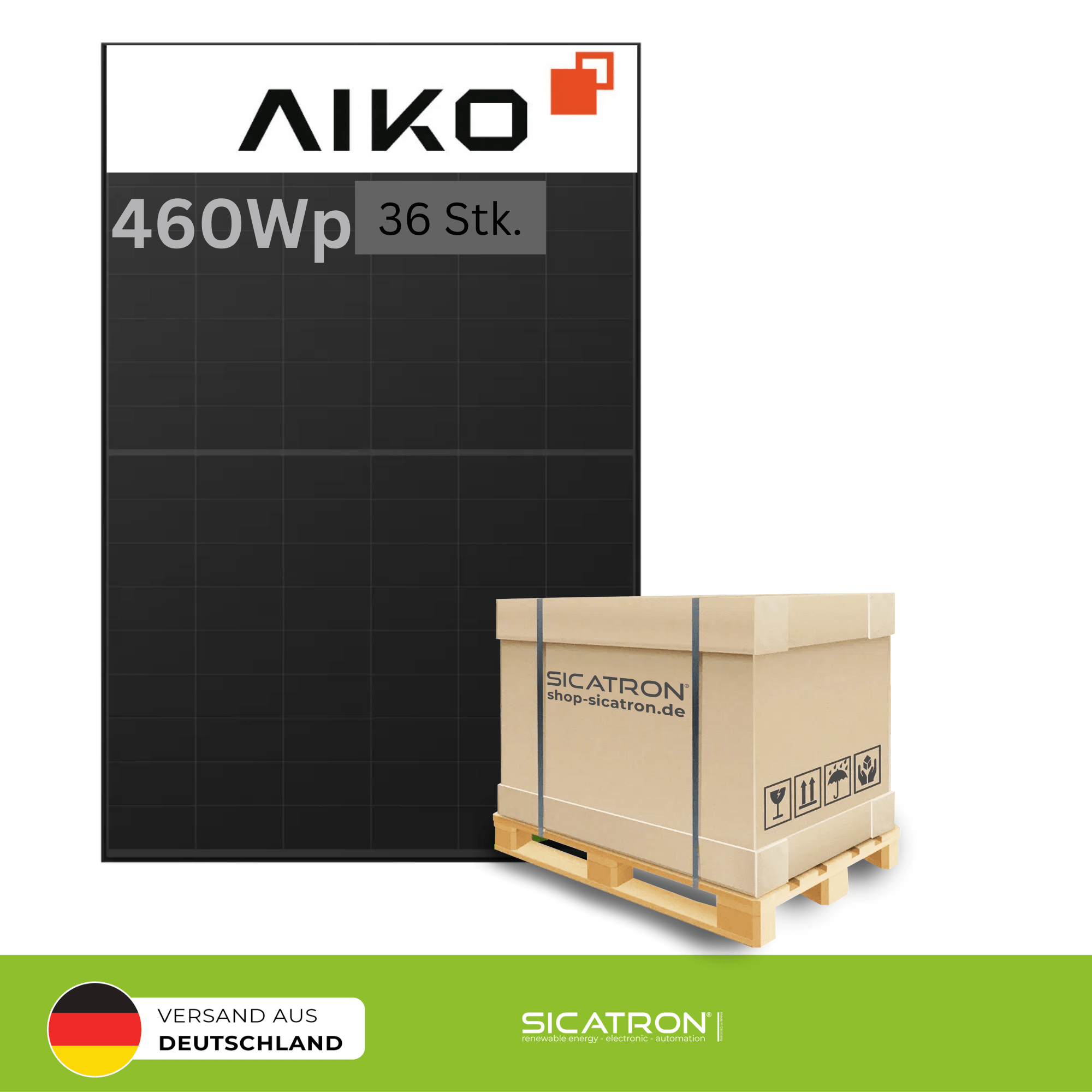 Aiko 460Wp A-MAH54Db N-Type ABC Neostar 2S+ Generation 2 Glas-Glas Fullblack (36.Stk Palette)