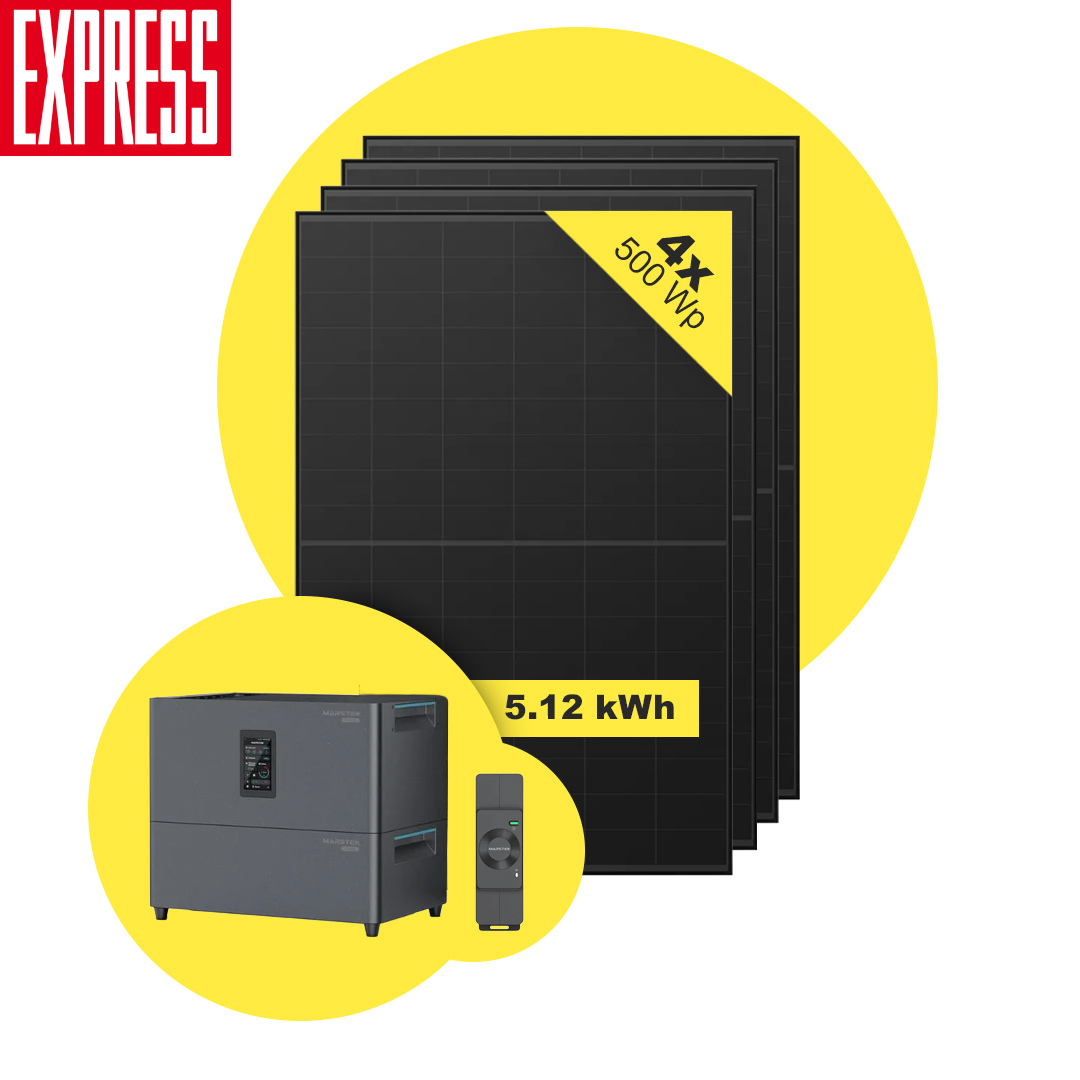 Sicatron 2000W Balkonkraftwerk - 4x 500 Watt - Marstek Jupiter C plus & Erweiterungsbatterie 5,12 kwh Express.de Deal