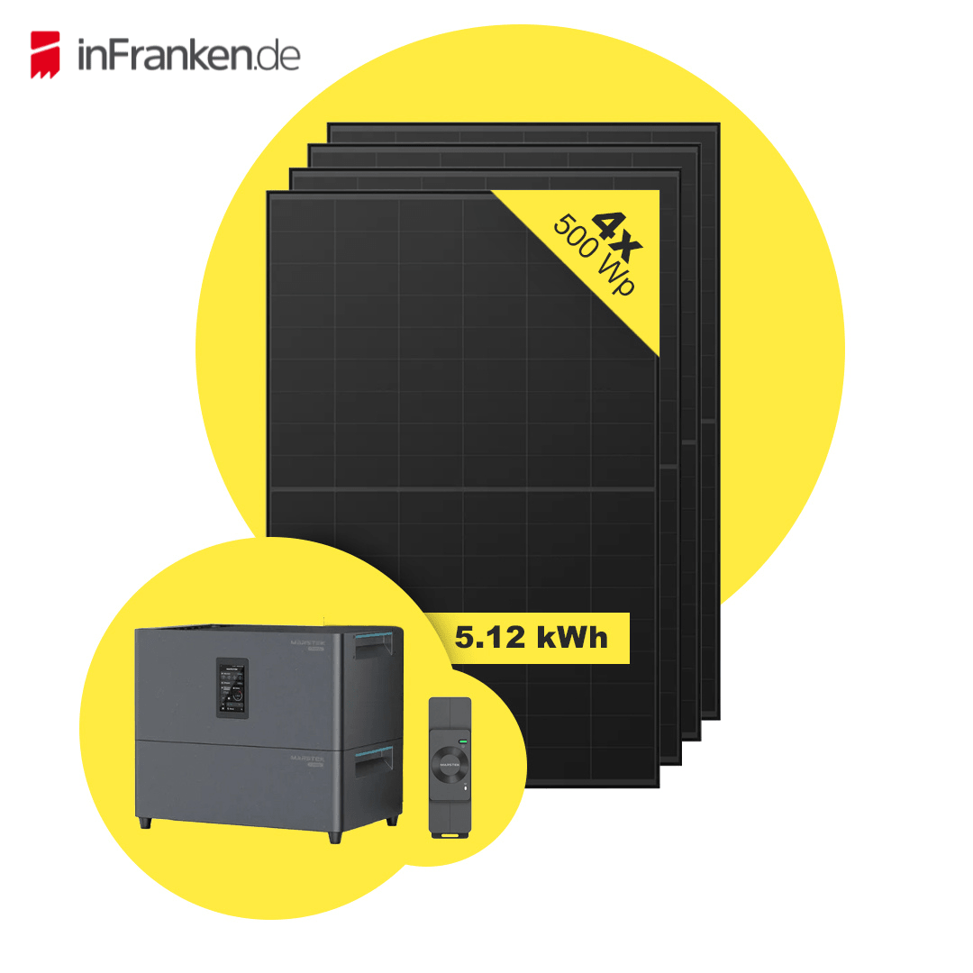 Sicatron 2000W Balkonkraftwerk - 4x 500 Watt - Marstek Jupiter C plus & Erweiterungsbatterie 5,12 kwh InFranken Deal