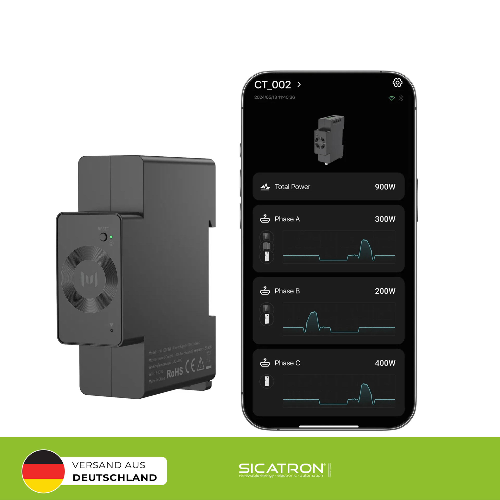 Sicatron 2000W Balkonkraftwerk - 4x Jolywood 500W Bifazial - Jupiter-C Speicher 2560Wh mit CT002 Smart Meter