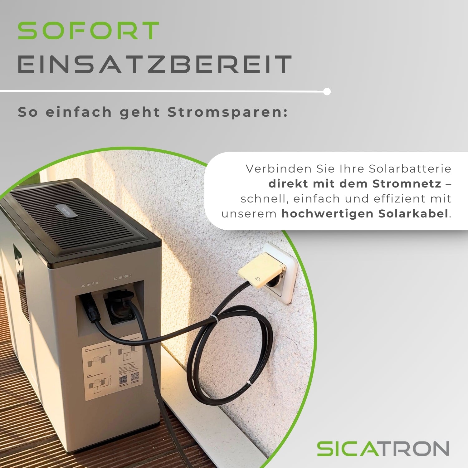 Anschlusskabel Balkonkraftwerk HMS BC05 auf Schuko Solar Wechselrichter 3-20M