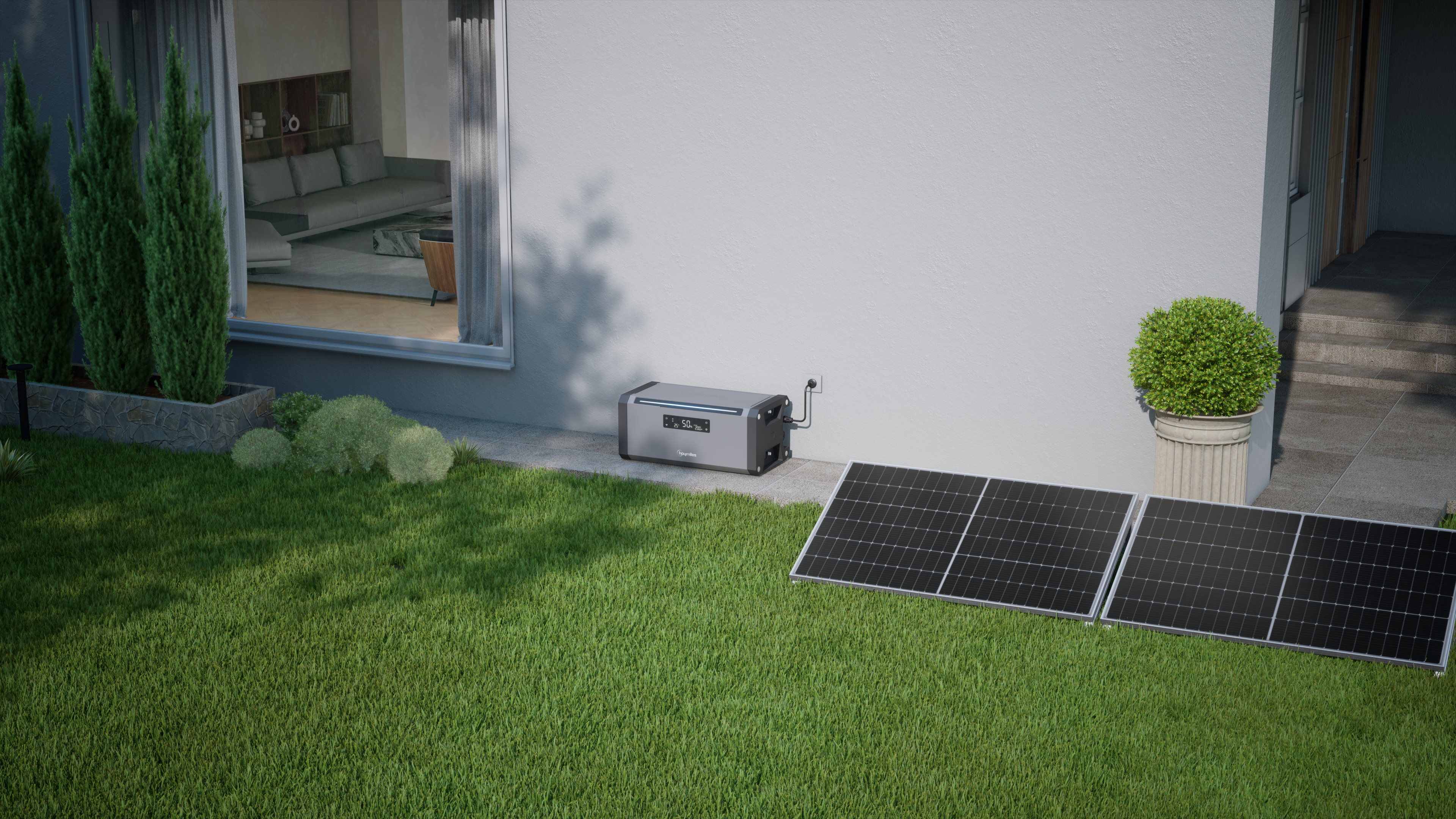 Sicatron 2000W Balkonkraftwerk - 4x Jolywood 500W Bifazial - Hoymiles - HiBattery 1920 AC