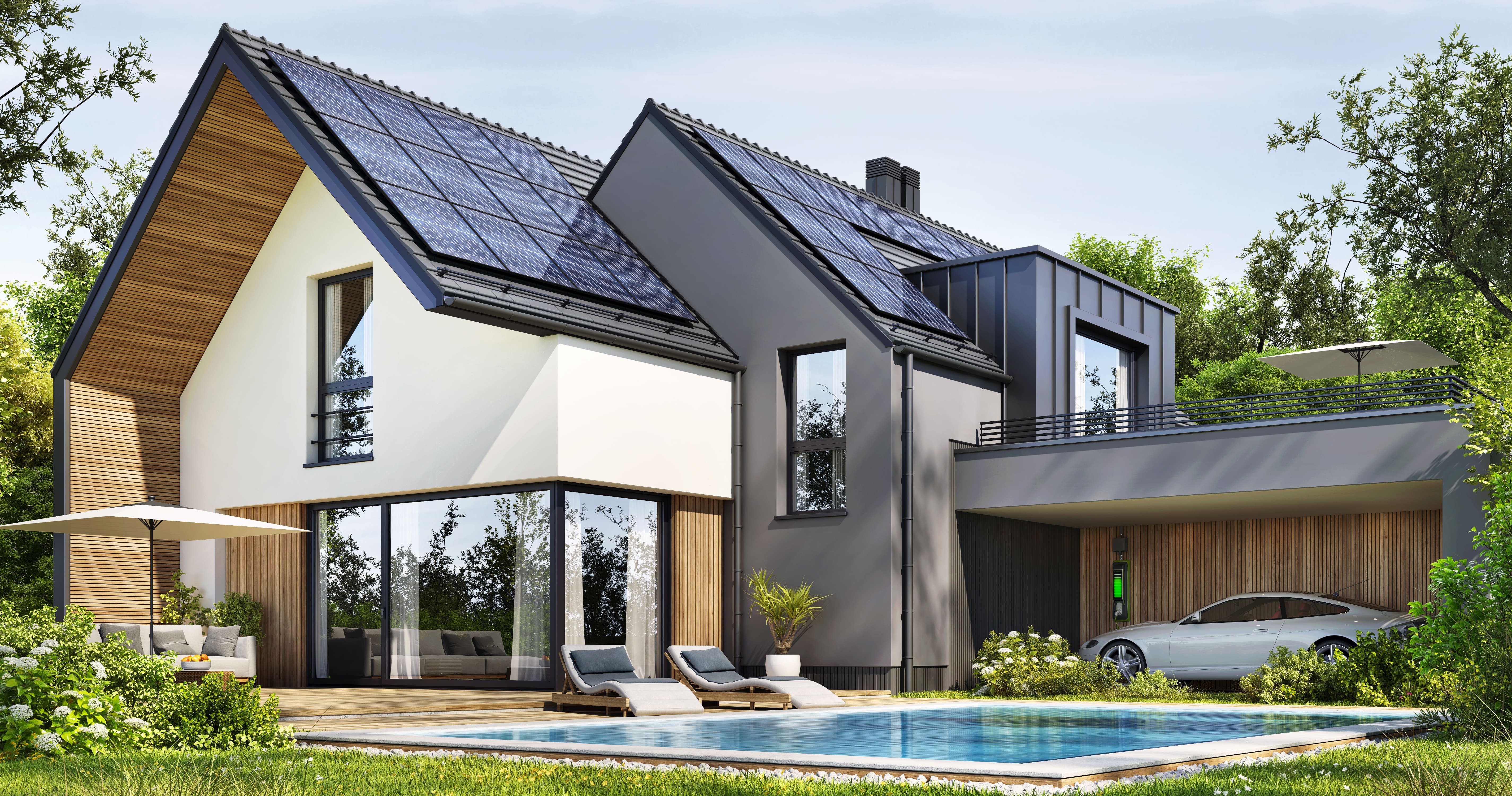 Smart Home aus dem Garten heraus fotografiert