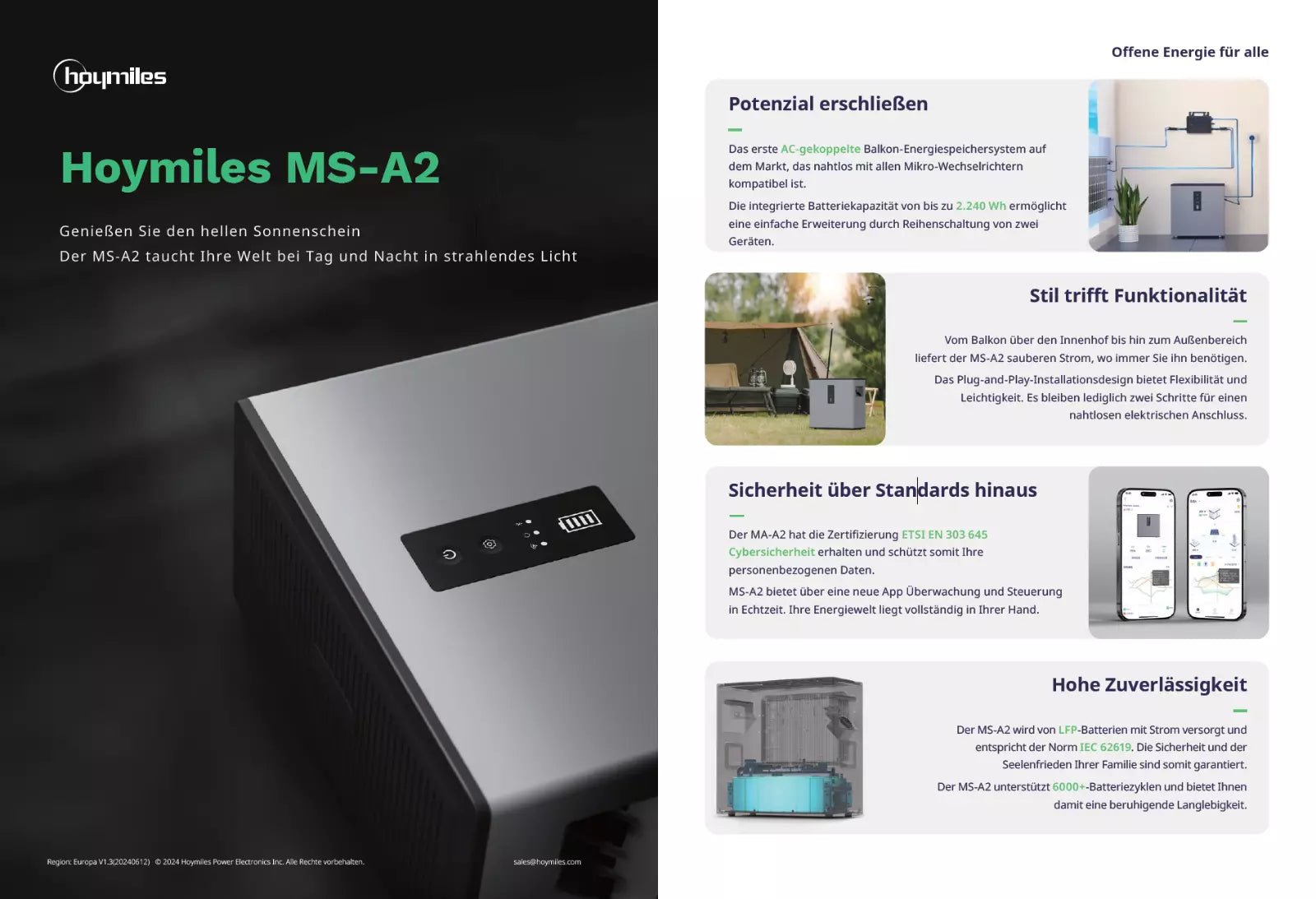Hoymiles MS-A2 Mikro-Speicher 2240Wh Solarspeicher Balkonkraftwerk PV Batterie