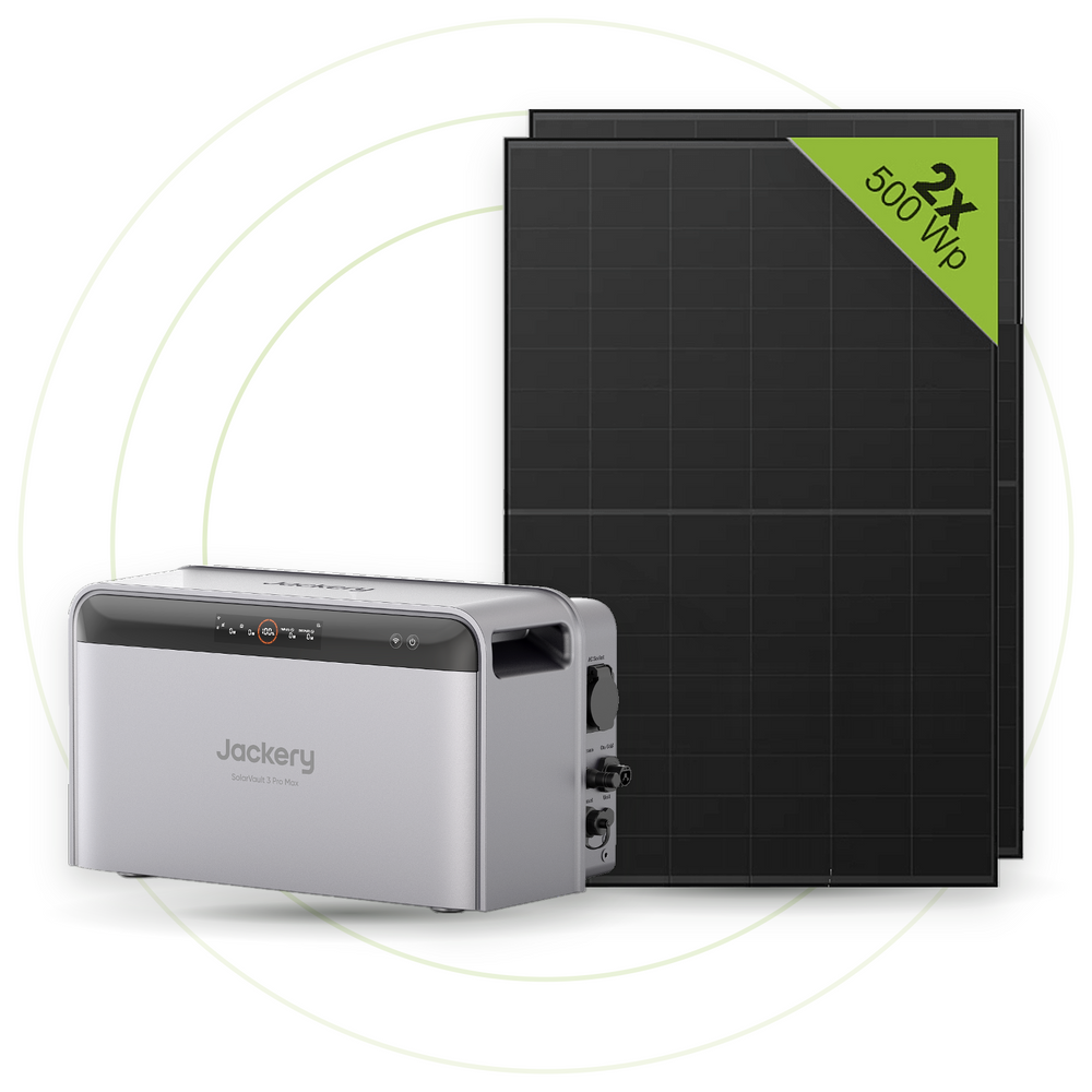 Sicatron 1000 Watt Balkonkraftwerk - 2x 500W Bifazial - Jackery Solar Vault 3 Pro MAX