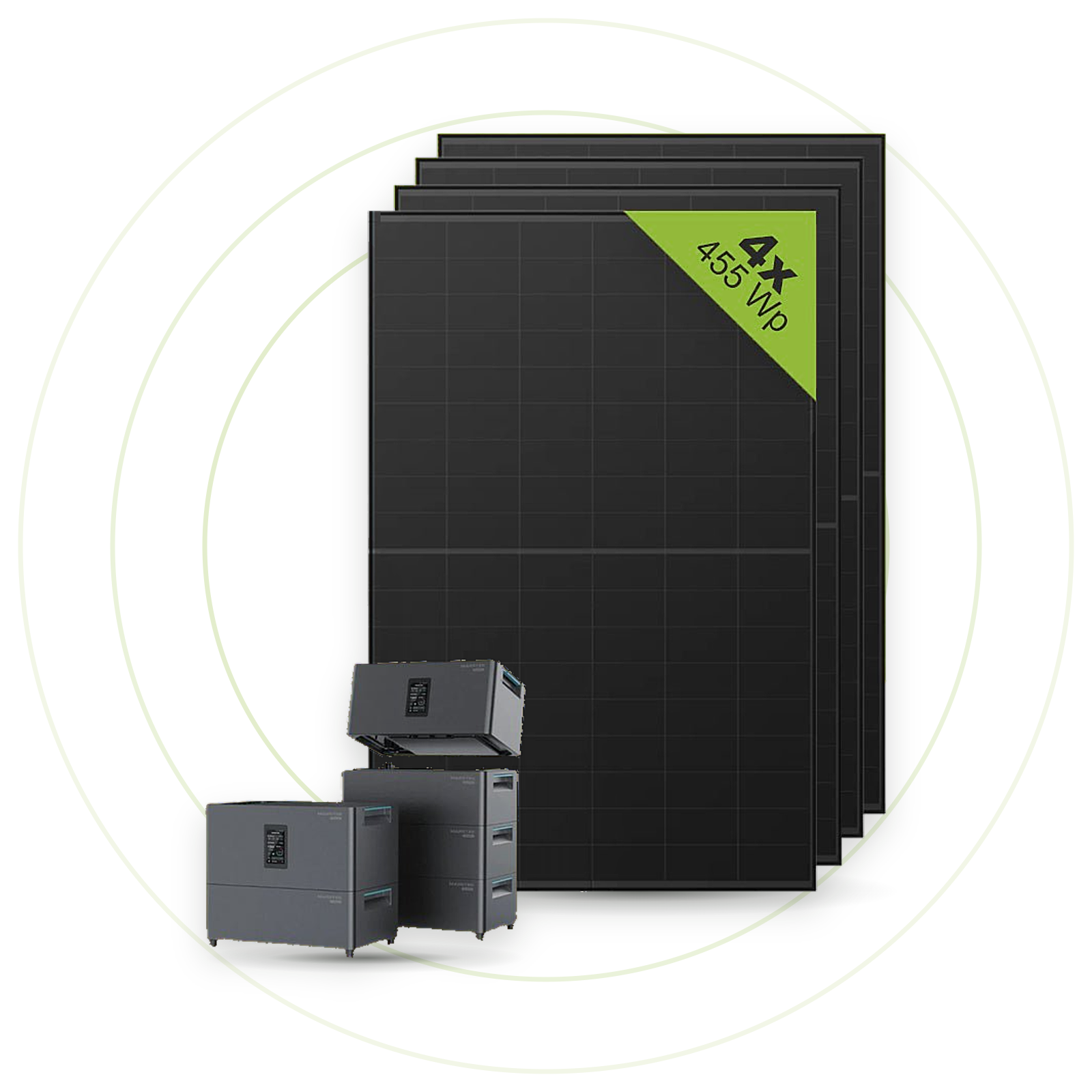 Sicatron 1820W Balkonkraftwerk - 4x Trina Solar 455 Watt - Marstek Jupiter C plus 2,56 kwh Speicher
