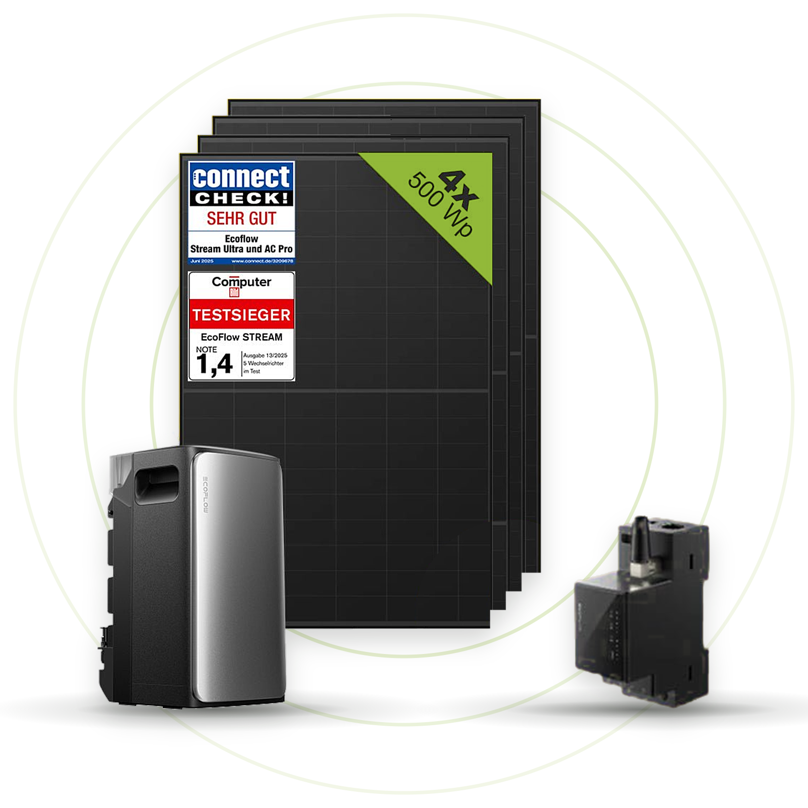 Sicatron 2000 Watt Balkonkraftwerk - 4x 500W Bifazial - Ecoflow Stream Ultra