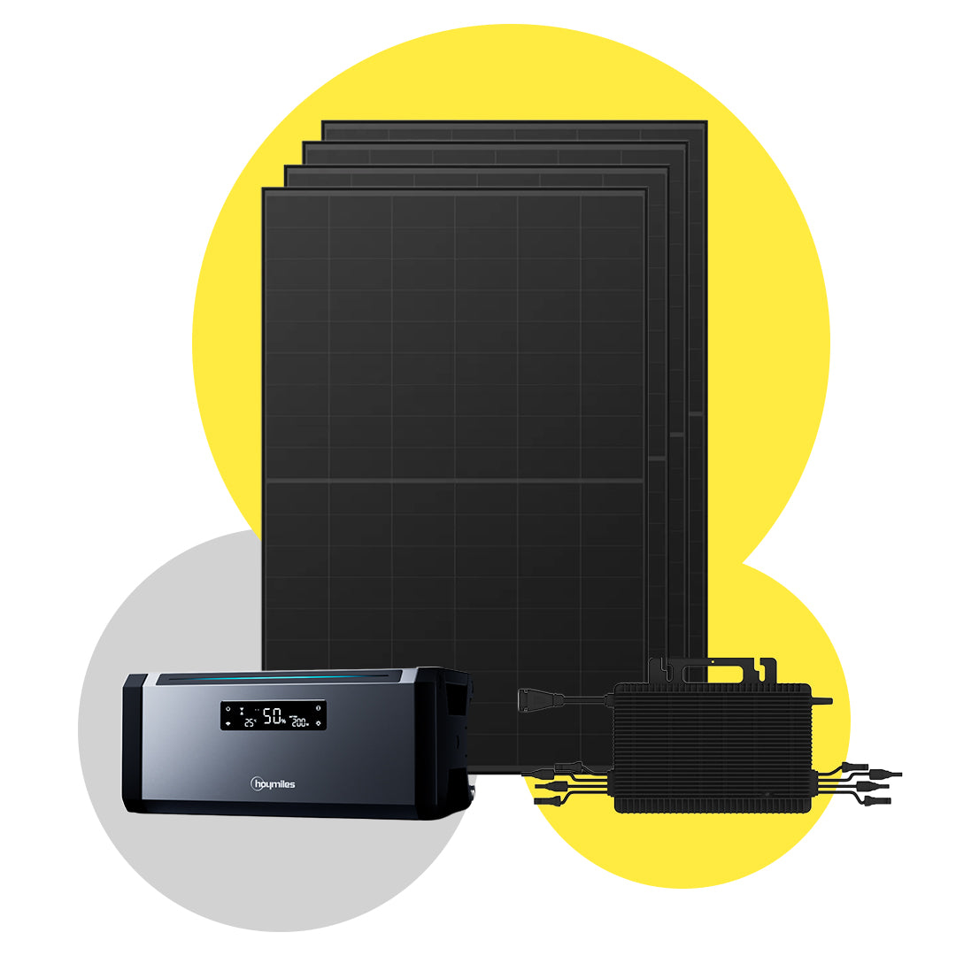 Sicatron 2000W Balkonkraftwerk - 4x Jolywood 500W Bifazial - Hoymiles - HiBattery 1920 AC