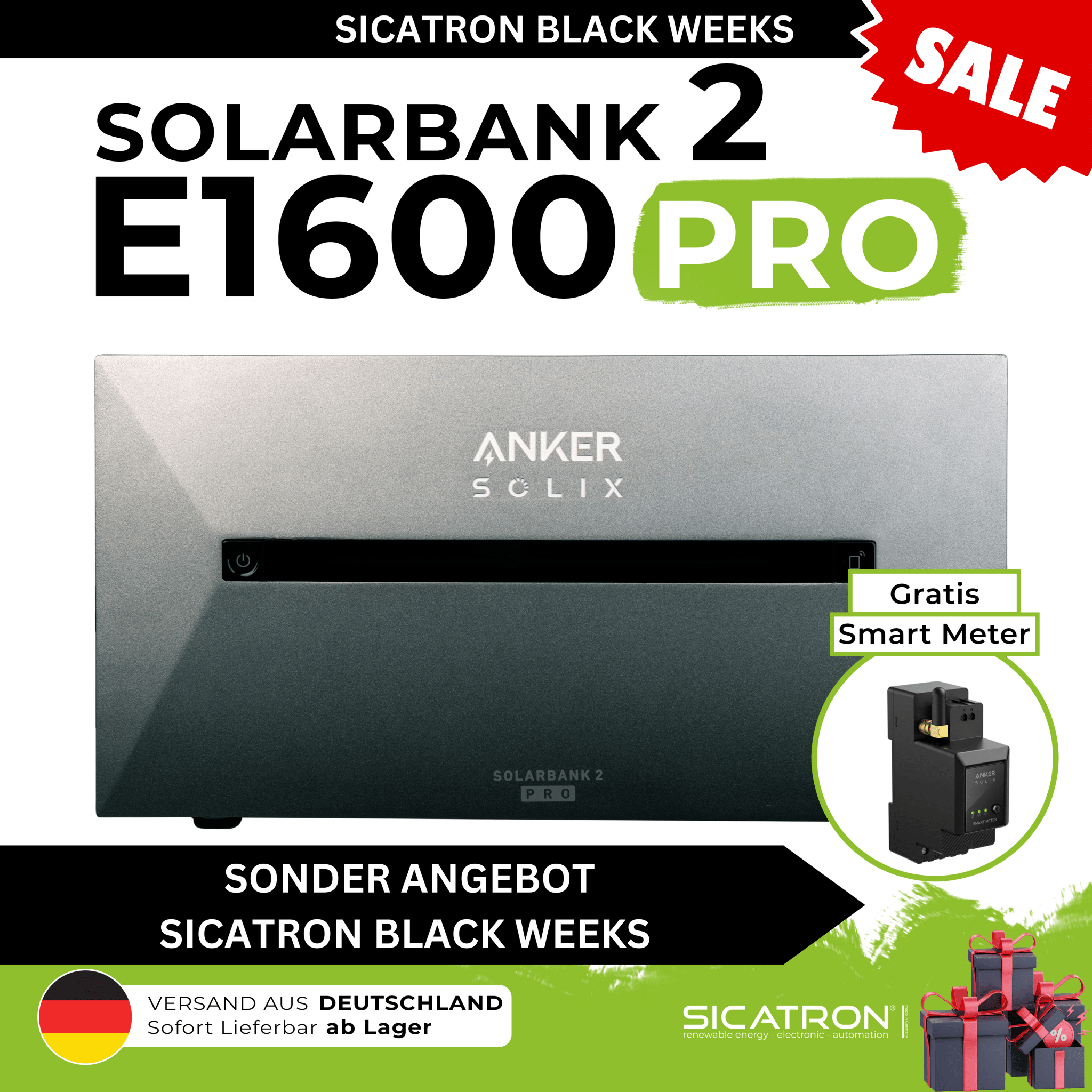 ANKER SOLIX PRO Solarbank 2 E1600 inkl. Smart Meter Solarspeicher Balkonkraftwerk Stromspeicher