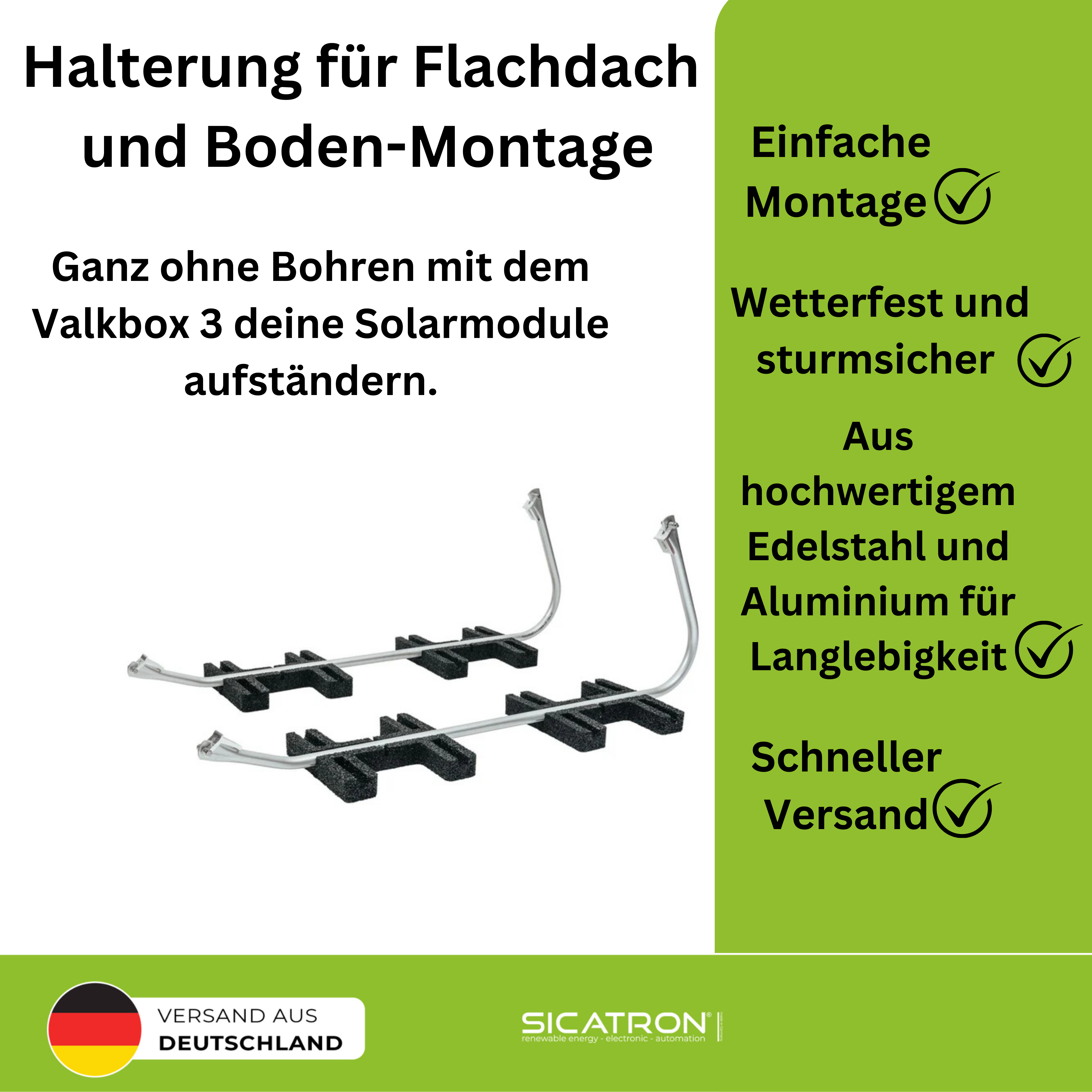 ValkBox3 Aufständerung Solarmodul für Flachdach Bodenmontage Halterung Module