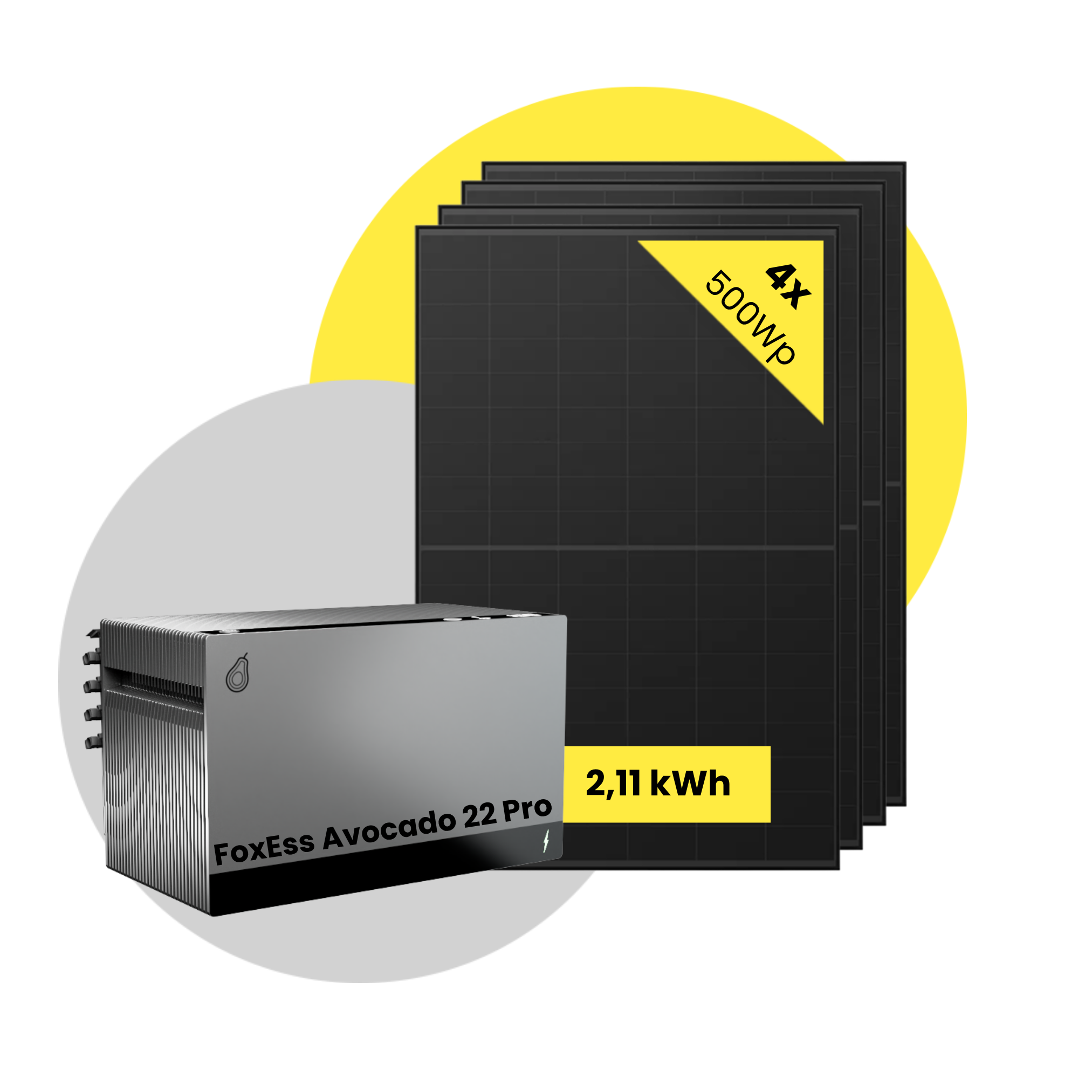 Sicatron 2000 Watt Balkonkraftwerk - 4x Jolywood 500W Bifazial - FoxxEss Avocado 22 Pro
