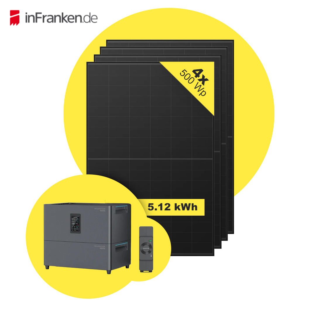 Sicatron 2000W Balkonkraftwerk - 4x Jolywood 500 Watt - Marstek Jupiter C plus & Erweiterungsbatterie 5,12 kwh InFranken Deal