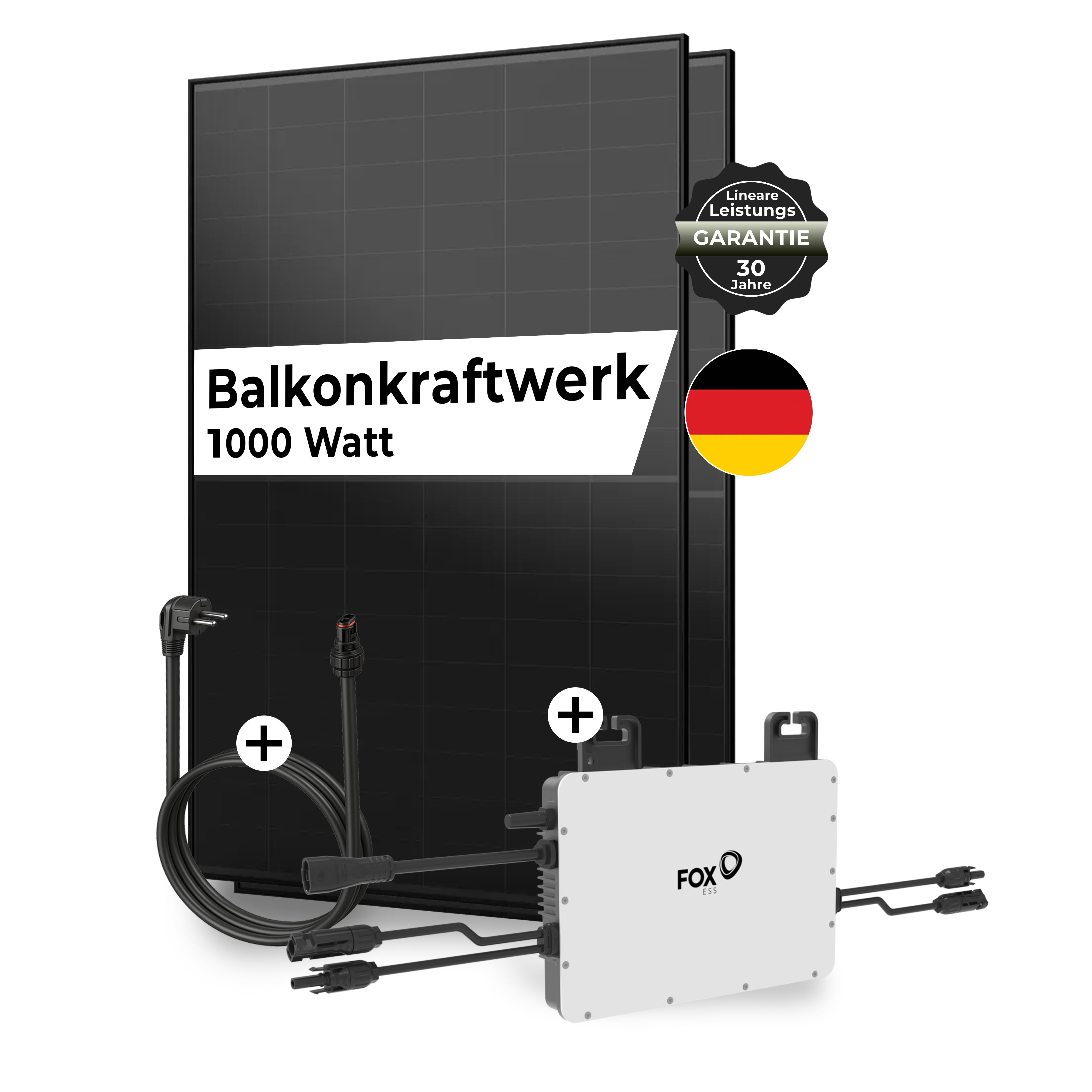 Sicatron 1000W Balkonkraftwerk - 2x 500W Bifazial Jolywood - Fox Ess M1-800-E 800 W