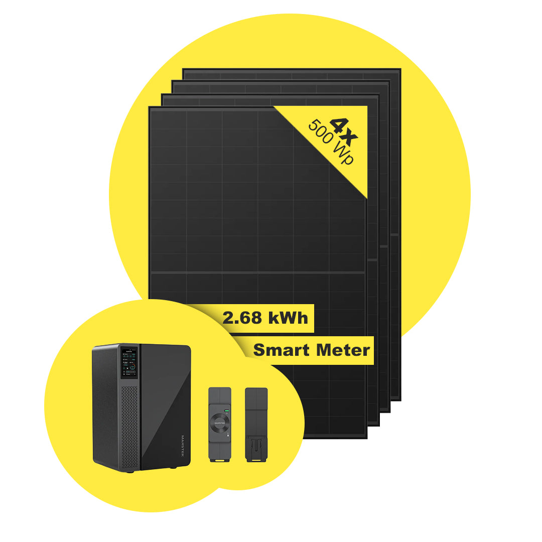 Sicatron 2000W Balkonkraftwerk - 4x Jolywood 500W Bifazial - Jupiter-C Speicher 2560Wh mit CT002 Smart Meter