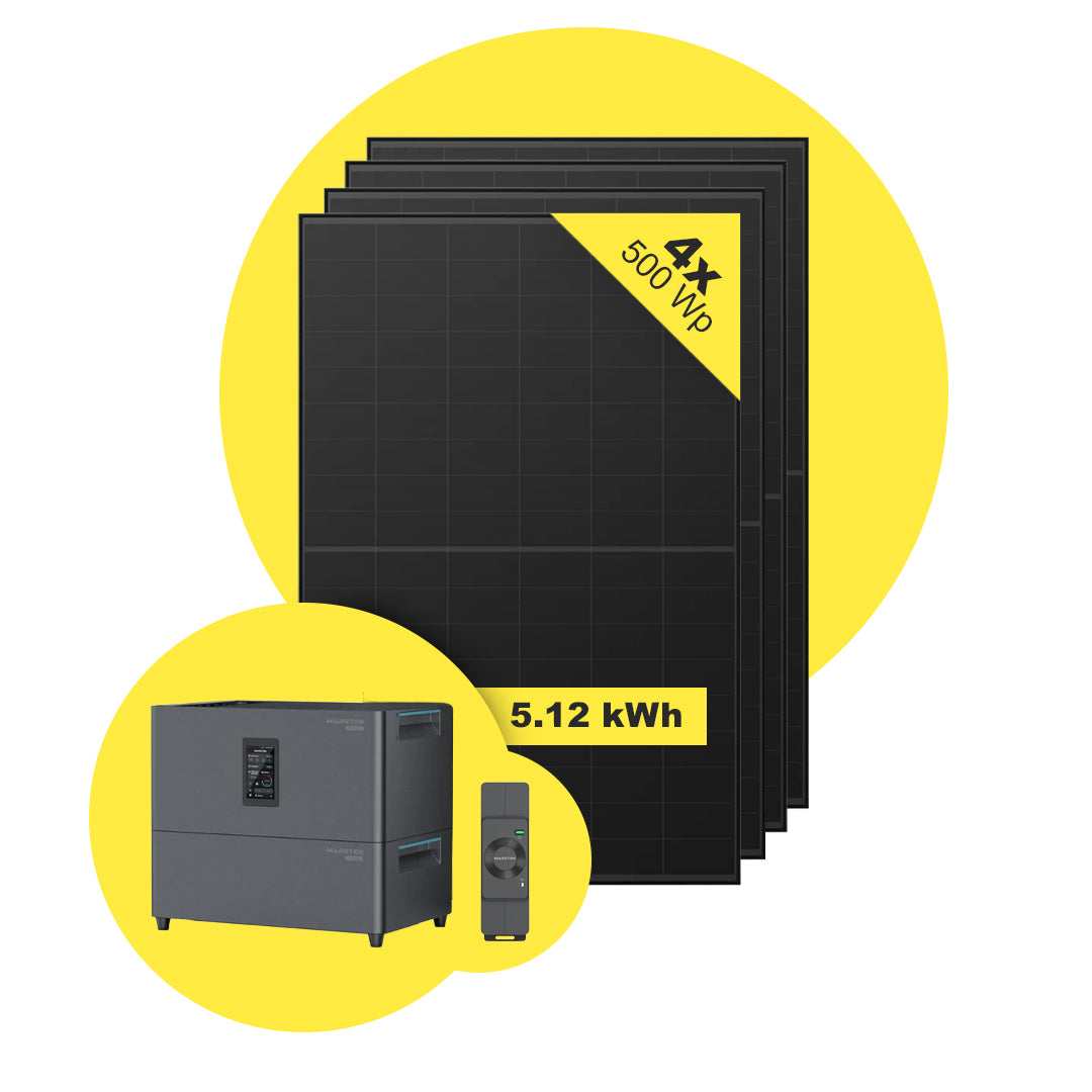 Sicatron 2000W Balkonkraftwerk - 4x Jolywood 500 Watt - Marstek Jupiter C plus & Erweiterungsbatterie 5,12 kwh