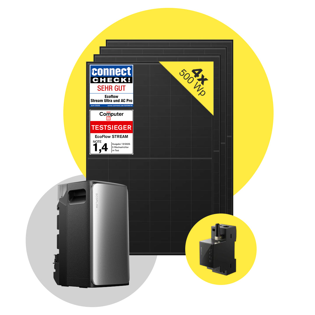 Sicatron 2000 Watt Balkonkraftwerk - 4x Jolywood 500W Bifazial - Ecoflow Stream Ultra